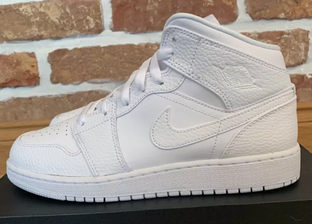 nike air jordan 1 MID TRIPLE WHITE GS ALL SIZES AVAILABLE..