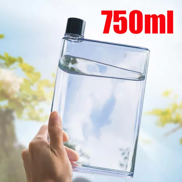 memobottle A5 Flat Water Bottle Plastic Fits Your Bag Purse BPA 750ml Clear  for sale online
