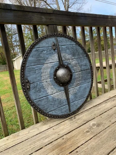 New Handmade Medieval Shield Viking Shield 24" Wooden Shield Heavy Metal Fitted.