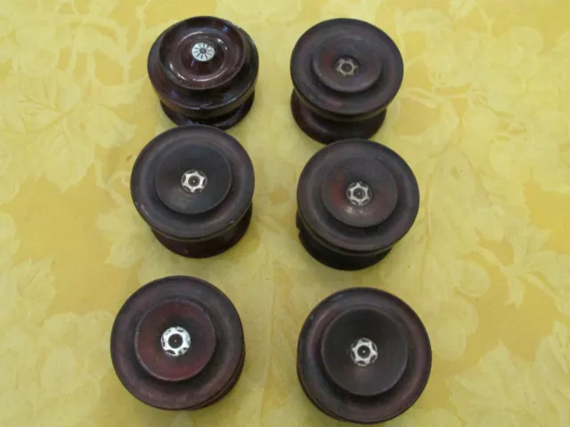 Lot of 6 Salvage Vintage Wood Cabinet Door Pulls Drawer Dresser Knobs
