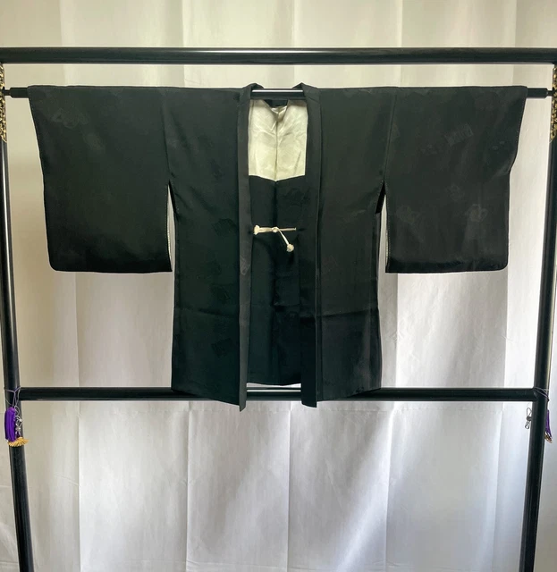 Vintage Japanese Silk Haori Jacket - Antique Haori Black Kimono Jacket