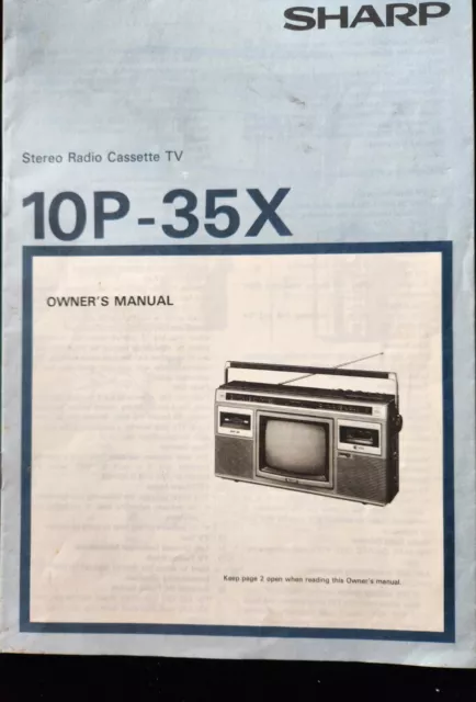 SHARP stereo Radio Cassette TV 10P-34X Owner's Manual Vintage