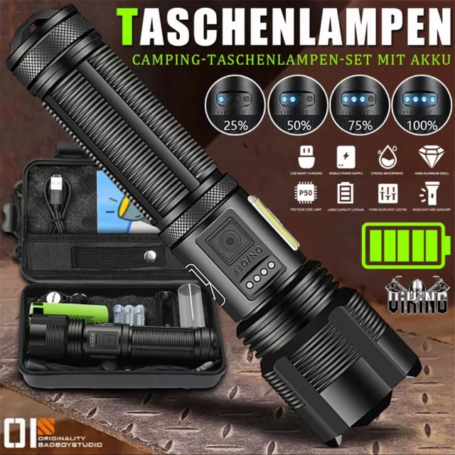 Super Hell 900000LM Taschenlampe LED USB Taktisches Fackel Mit Aufladbarer Akku