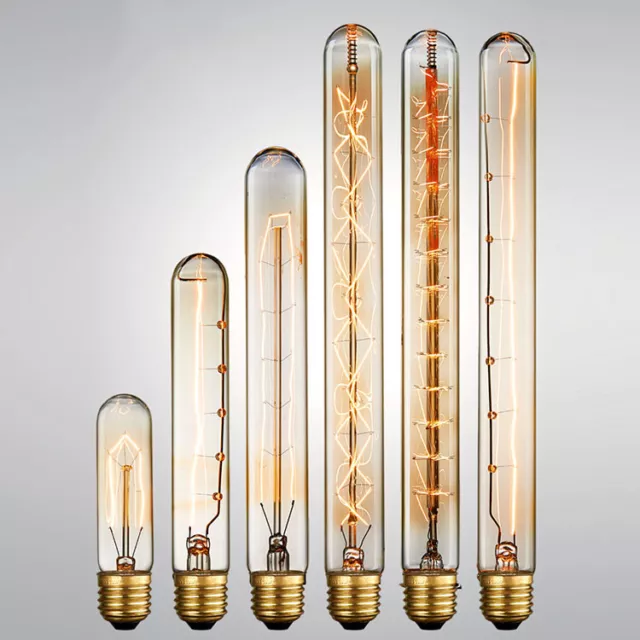E27 B22 40W Antique Edison Tubular Bulbs Vertical/Spiral Filament Light Dimmable