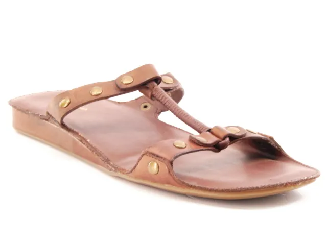 New AMANDA SMITH Women Leather Flat Slide Sandal Open Toe Flip Flop Shoe Sz 8 M