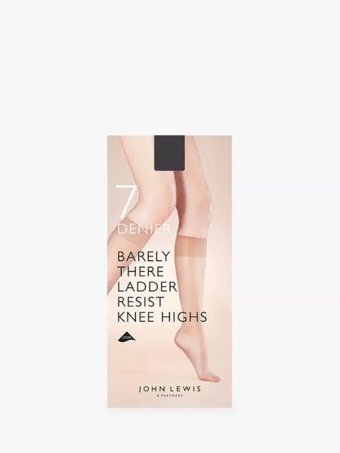 John Lewis & Partners 7 Denier Barely There Knee Highs One Size Black