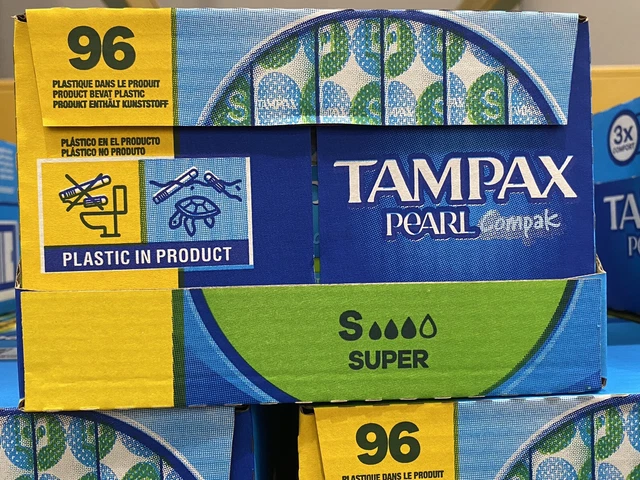 Aplicador compacto de perlas Tampax Super Leak Protect - paquete de 4 x 24 tampones