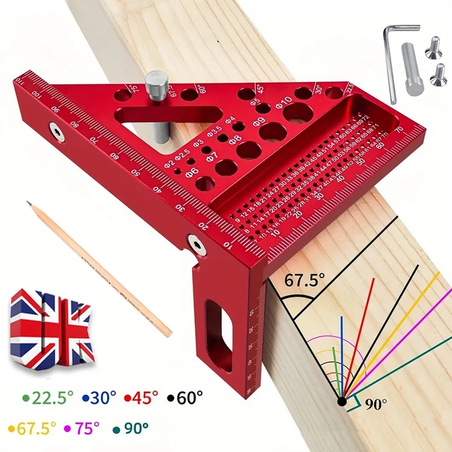 ANGLE RULER MEASURING Tool Square Protractor Woodworking Miter Triangle ...