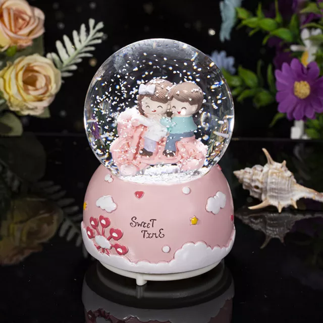 Children'S Seesaw Crystal Ball Light Up Music Box Resin Nightlight Cell Button