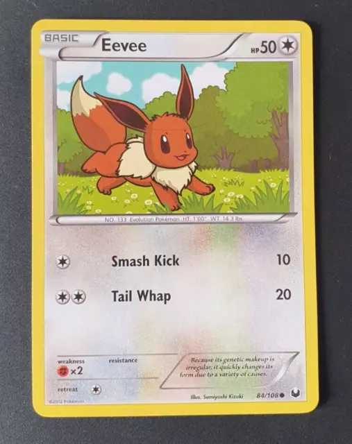 Pokemon Eevee Non Holo 84/108 Black & White Dark Explorers Near Mint/Mint