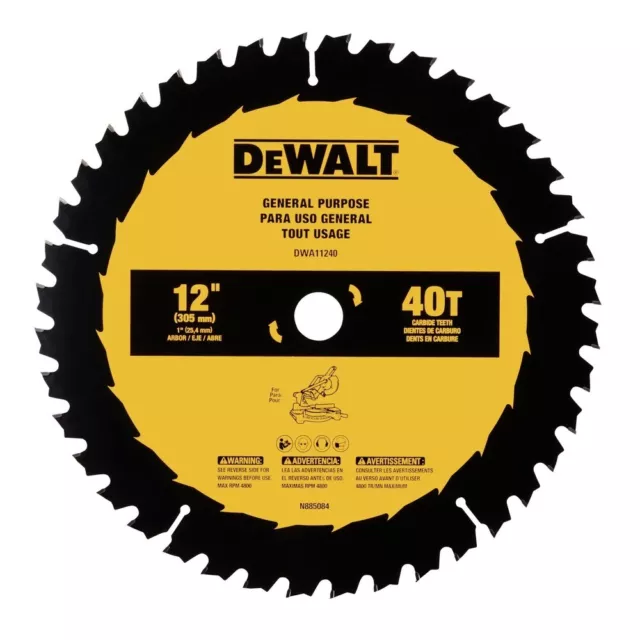 DeWalt DWA11240 12" 40T Tungsten Carbide Steel Gen Purpose Circular Saw Bld New