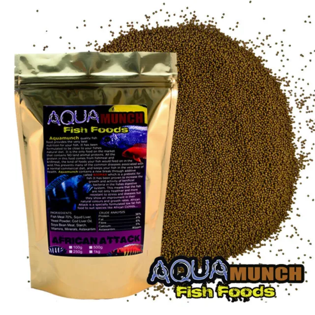 FKC Aqua African Attack Aqua Tropical & Cichlid Fish Food Pellets Micro 0.8mm