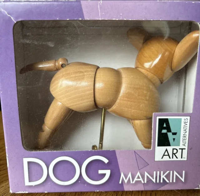 Herramienta de dibujo modelo de estatuilla posable articulada articulada de madera de 5" para perro