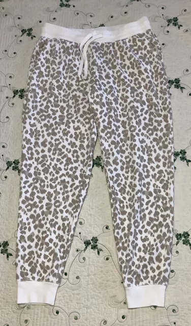 Womens Size M "Old Navy" Brown/White Animal Print Drawstring Pajama Lounge Pants