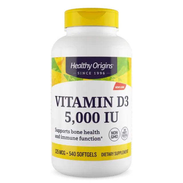 Healthy Origins Vitamina D3 5000 IU - 540 pillole softgels VITAMINE D-3 5,000 ui