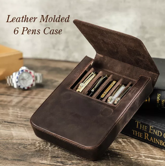 Real Leather Pen Case Storage Holder for Montblanc Parker Pelikan Waterman Pen~