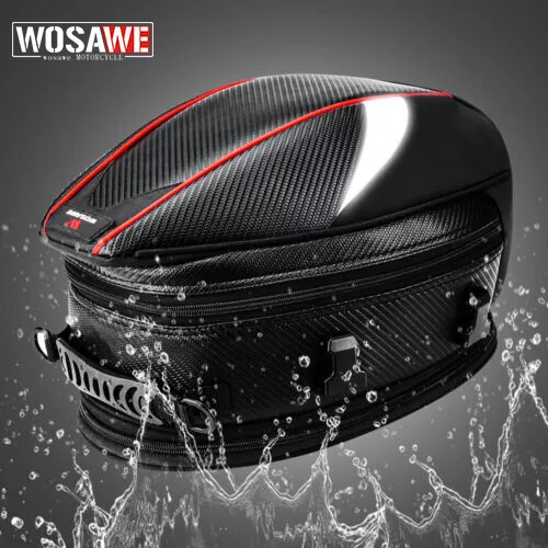 WOSAWE Motorcycle Tail Bag Waterproof Luggage Bag Seat Bag Motorbike Saddle Bags