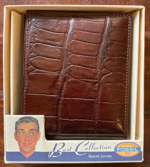 FOSSIL MEN'S BROWN Leather Bifold Wallet, Flip ID ML6037 New in Box $20 ...