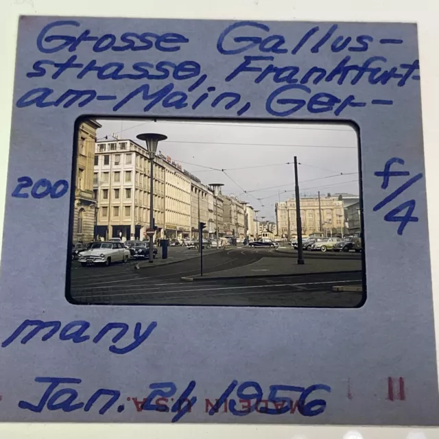 Vintage Original 35mm slide 1956 Street Scene Frankfurt Germany Kodachrome #200