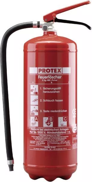Protex Feuerlöscher PD 6 Pulver 6 kg ABC-Pulver inkl Halterung Dauerdrucklöscher