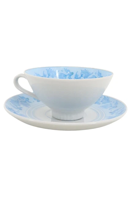 Taza KPE plato inferior blanco porcelana motivo de pescado