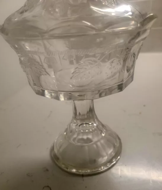 Northwood Clear Glass Strawberry And Cable Pattern Sweetmeat Compote C1910 EAPG 3