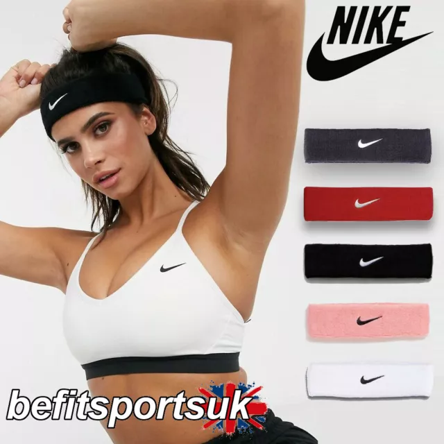 Nike Swoosh Womens Headband Ladies Soft Cotton Train Run Hairband Sweatband