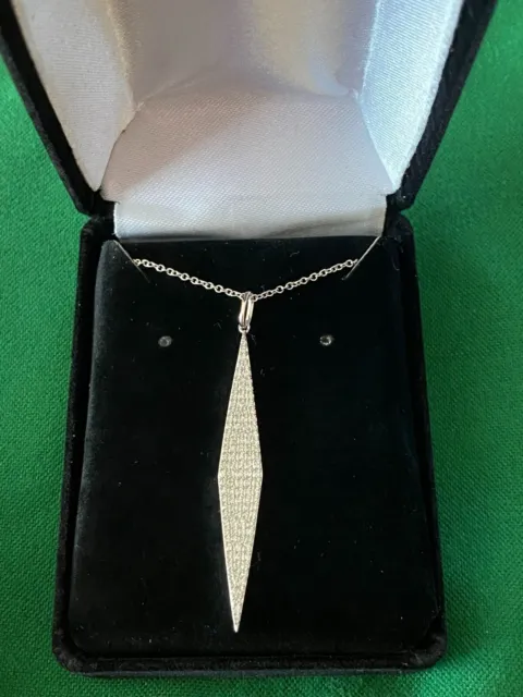 NWT Effy Pave Classica 14 kt White Gold .44 ct Diamond Pendant and Chain