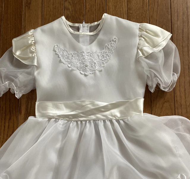 Vtg Sugar Plum Circle Dress Size 6x White Ivory Flower Girl Communion Pageant US 3