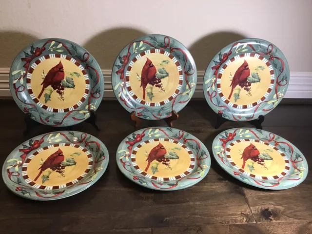 Lenox Winter Greetings Everyday Cardinal Dinner Plate, Lot Of (6), So Gorgeous!