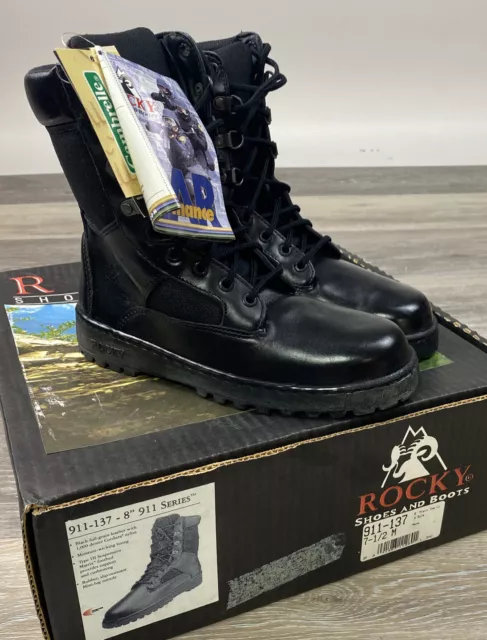 ROCKY 911 TACTICAL Boots Mens Size 7. 5 M Black Leather Combat Police ...