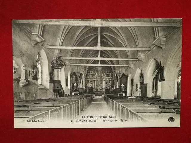 Carte Postale Ancienne Longny-au-Perche (Orne) - Église, Hôtel St Pierre, Bazar - 1900
