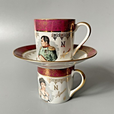 ADORABLE TASSE ET SOUS TASSE Napoléon BONAPARTE LIMOGES Porcelaine de Luxe F D 