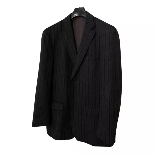 Z Zegna Luxury Mens Wool Gray Half Lined Jacket Striped Wool & Angora Never worn