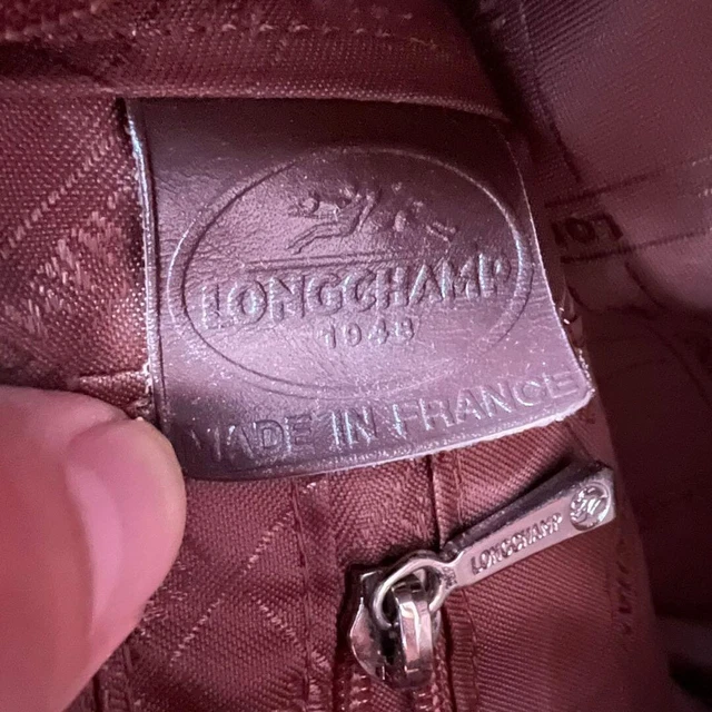 Longchamp Roseau Shoulder Bag Leather Croc Embossed Brown Made in France 9