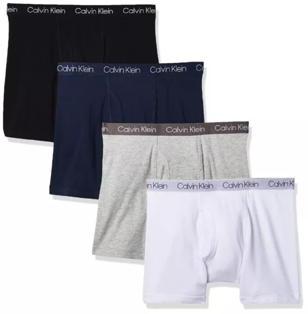 New~Calvin Klein Boys Underwear 4 Pack Boxer Briefs Solid Colors  X-Small 4/5