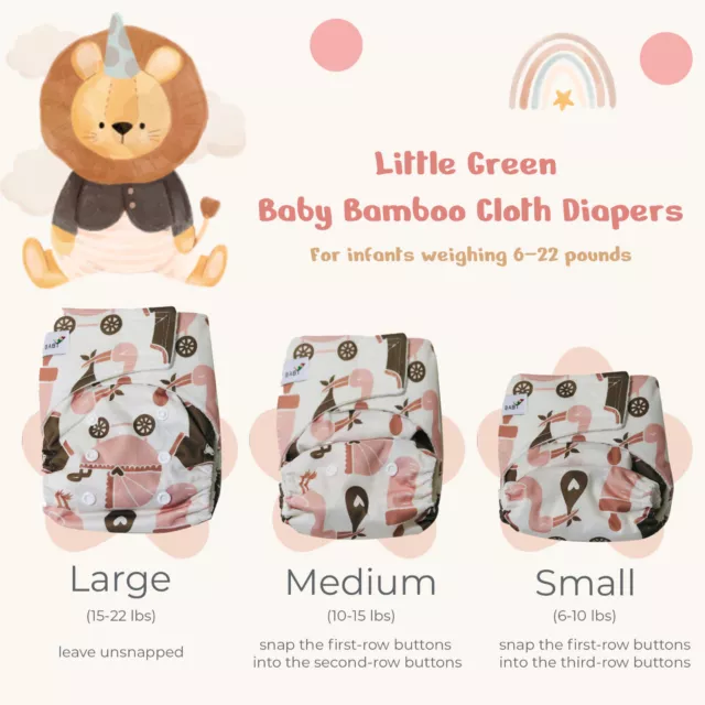 KaWaii Newborn Little Green Baby Bamboo Pocket Cloth Diaper 6-22lbs/0-18 Months 2