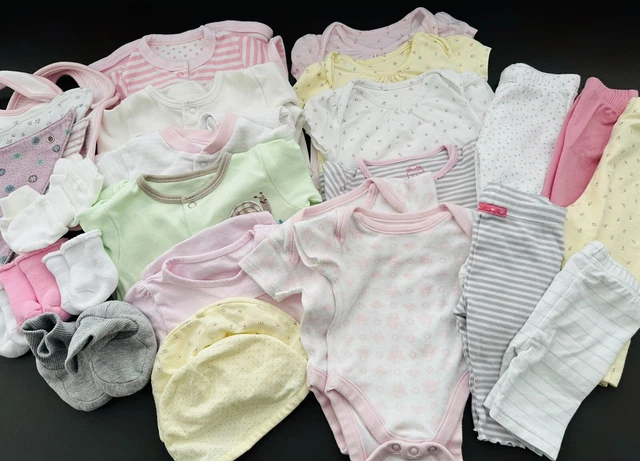 Large Bundle Baby Girl Babygrows/Vests/Bottoms/Tops/Accessories 0-3 Months