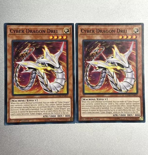 2x Cyber Dragon Drei LEDD-ENB03 Common 1st Edition Yugioh Mint/Near Mint NM