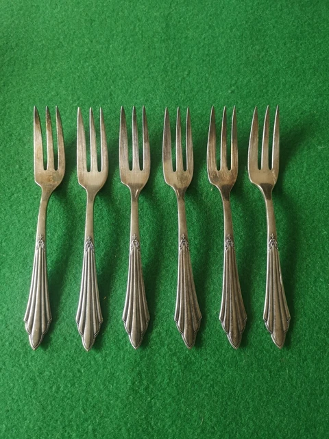 6 Kuchengabeln WMF Fächermuster Silberbesteck versilbert 90 Modell 900 Top