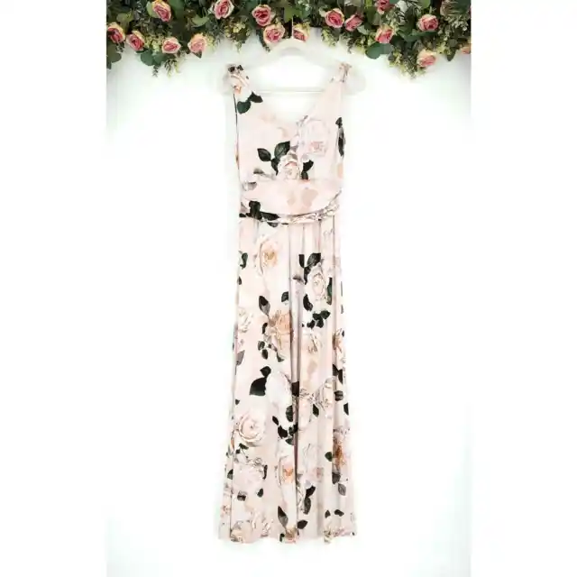 Calvin Klein Pale Pink Floral Sleeveless Maxi Dress Size 4