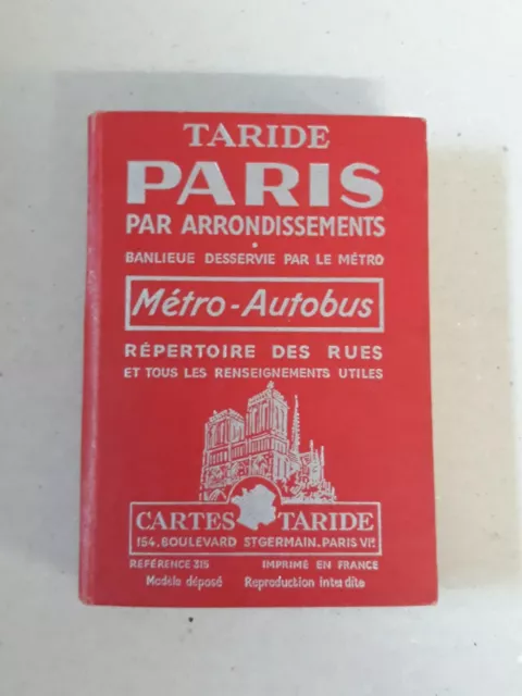 TARIDE-Plan- guide répertoire des rues. Paris par arrondissement-Métro, autobus