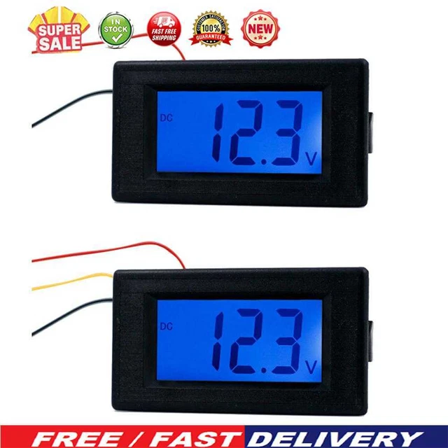 4-30V/0-100V 2/3 Line Digital Voltage Meter Blue LCD Backlit Panel Monitor