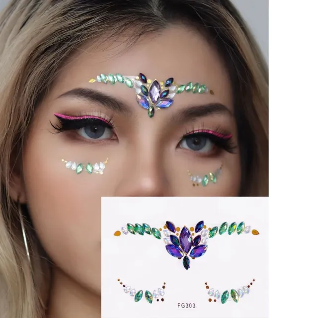 PROFESSIONAL CRYSTAL FACE Tattoo Temporary Eye Gems Makeup Stickers Cosplay  $5.34 - PicClick AU