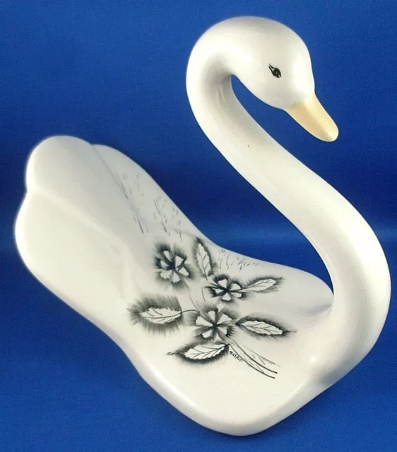 Hand-painted REI ART 19cm Ceramic SWAN FIGURINE Unique Home Decor Collectable AU