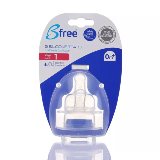 Bfree Stage 1 Slow Flow Silicone Nipple 2 Pack