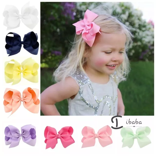 2 x 6 " Bows girls Big Dance Hair Clip accessories school party women baby bulk