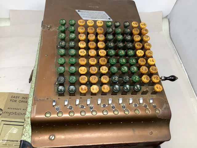 Vintage Antique Comptometer Adding Machine With Instructions With Box