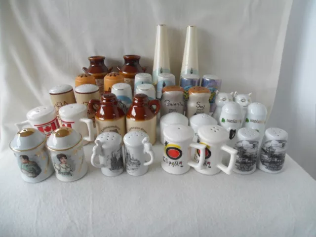 Job Lot of Location Themed Salt and Pepper Pots (Mainly Overseas) - 17 Pairs