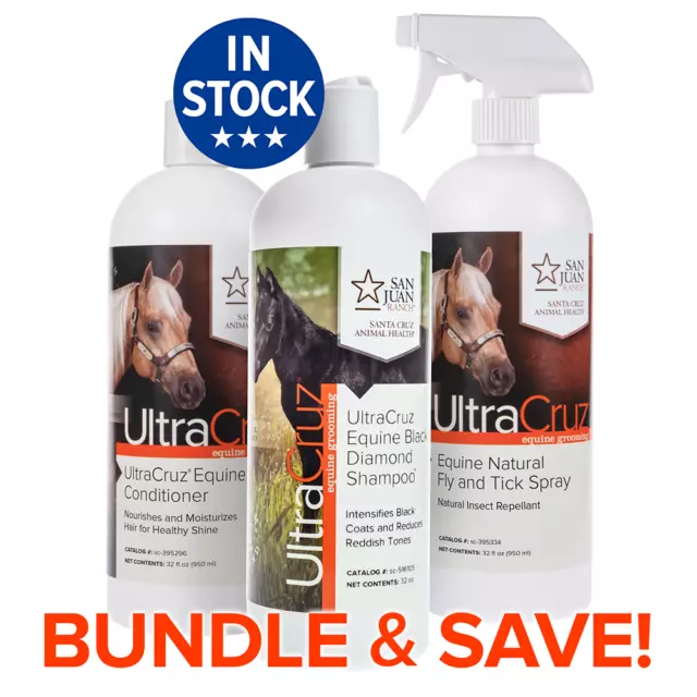 UltraCruz Black Diamond Horse Shampoo, Conditioner, Fly & Tick Spray Bundle
